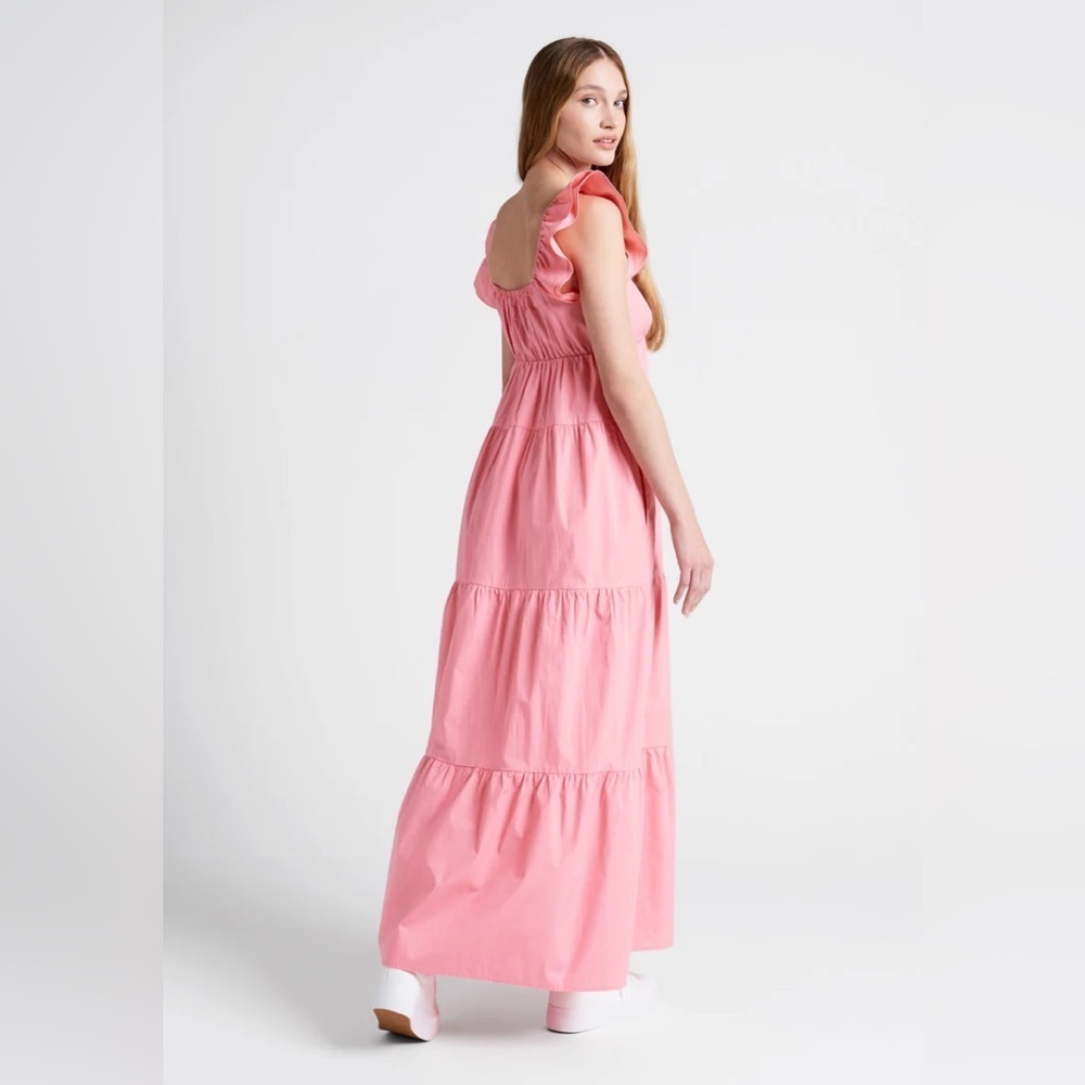 ModCloth Notes Of Grace Sweetheart Neckline Cap Sleeve Tiered Pink Maxi Dress XL - Picture 9 of 16